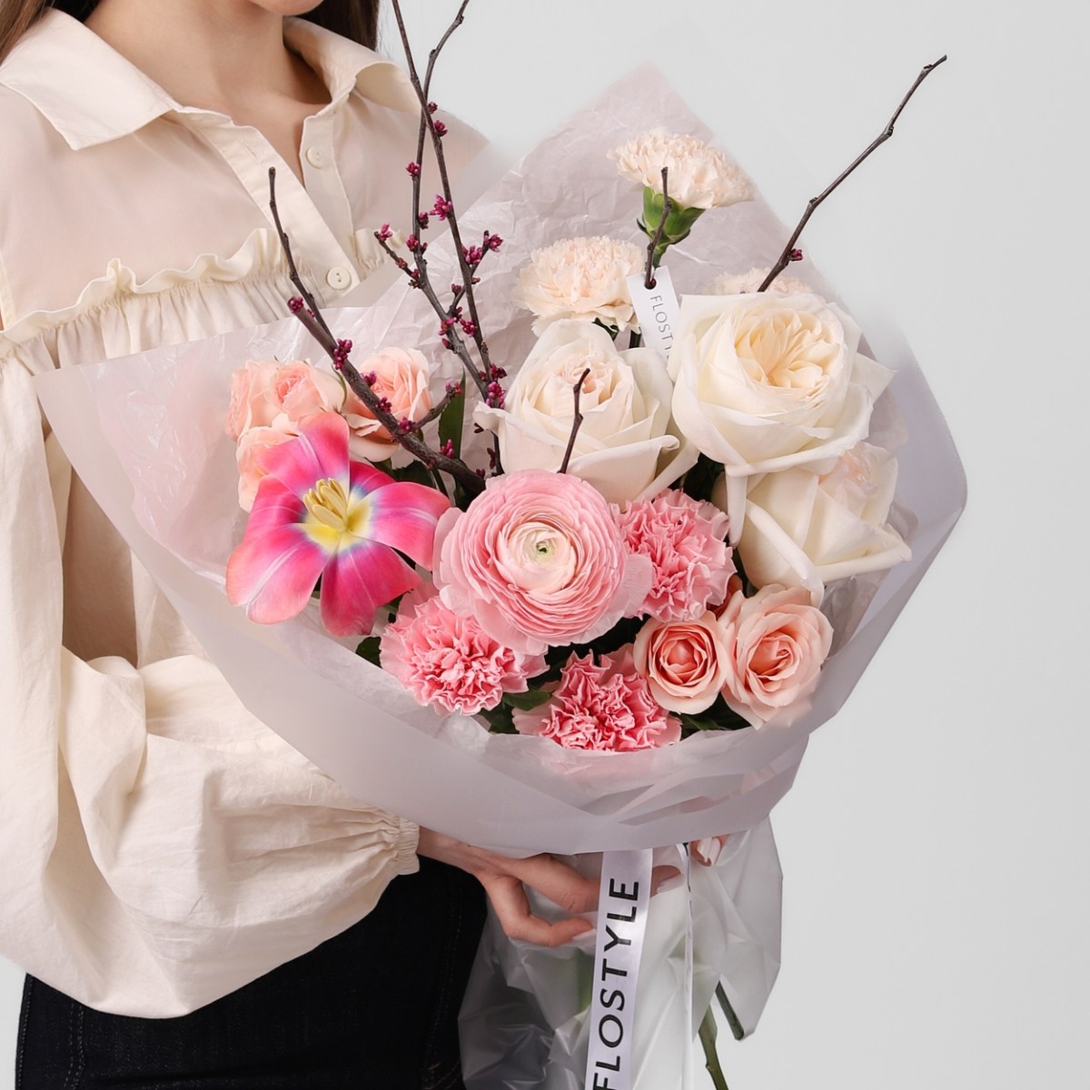 cvetushchie vetki buket 429